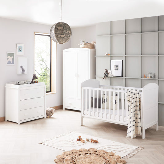 Babymore Aston 3 Piece Nursery Room Set - White