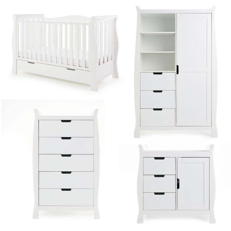 Obaby Stamford Luxe Sleigh 4 Piece - White