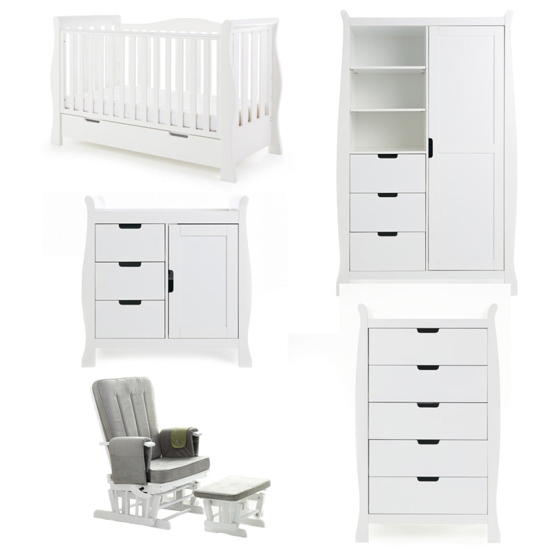 Obaby Stamford Luxe Sleigh 5 Piece - White