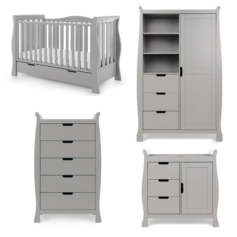 Obaby Stamford Luxe Sleigh 4 Piece - Warm Grey