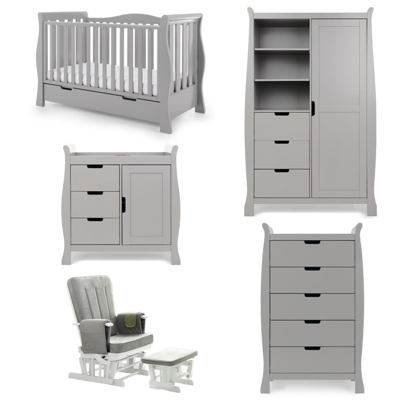 Obaby Stamford Luxe Sleigh 5 Piece - Warm Grey