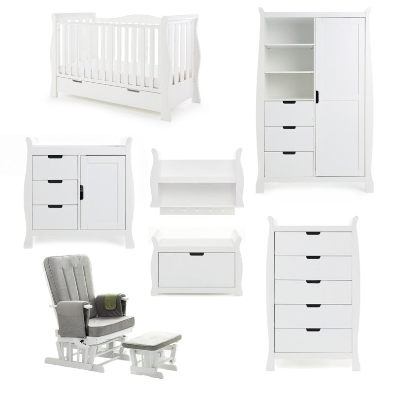 Obaby Stamford Luxe Sleigh 7 Piece - White