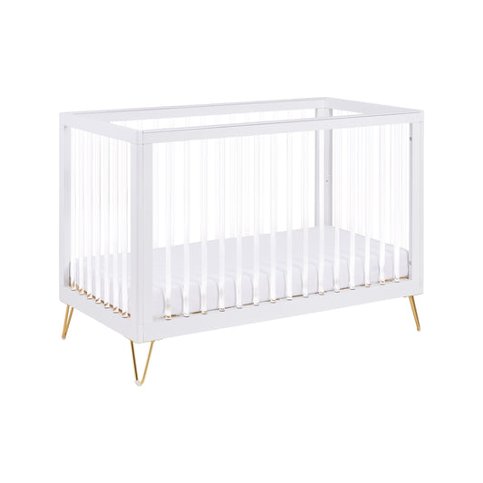 Babymore Kimi Cot Bed - White Acrylic