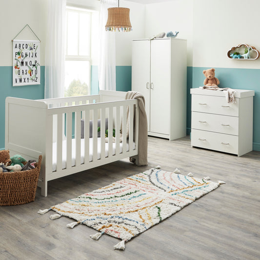 Babymore Caro 3 Piece Nursery Room Set - White Wash