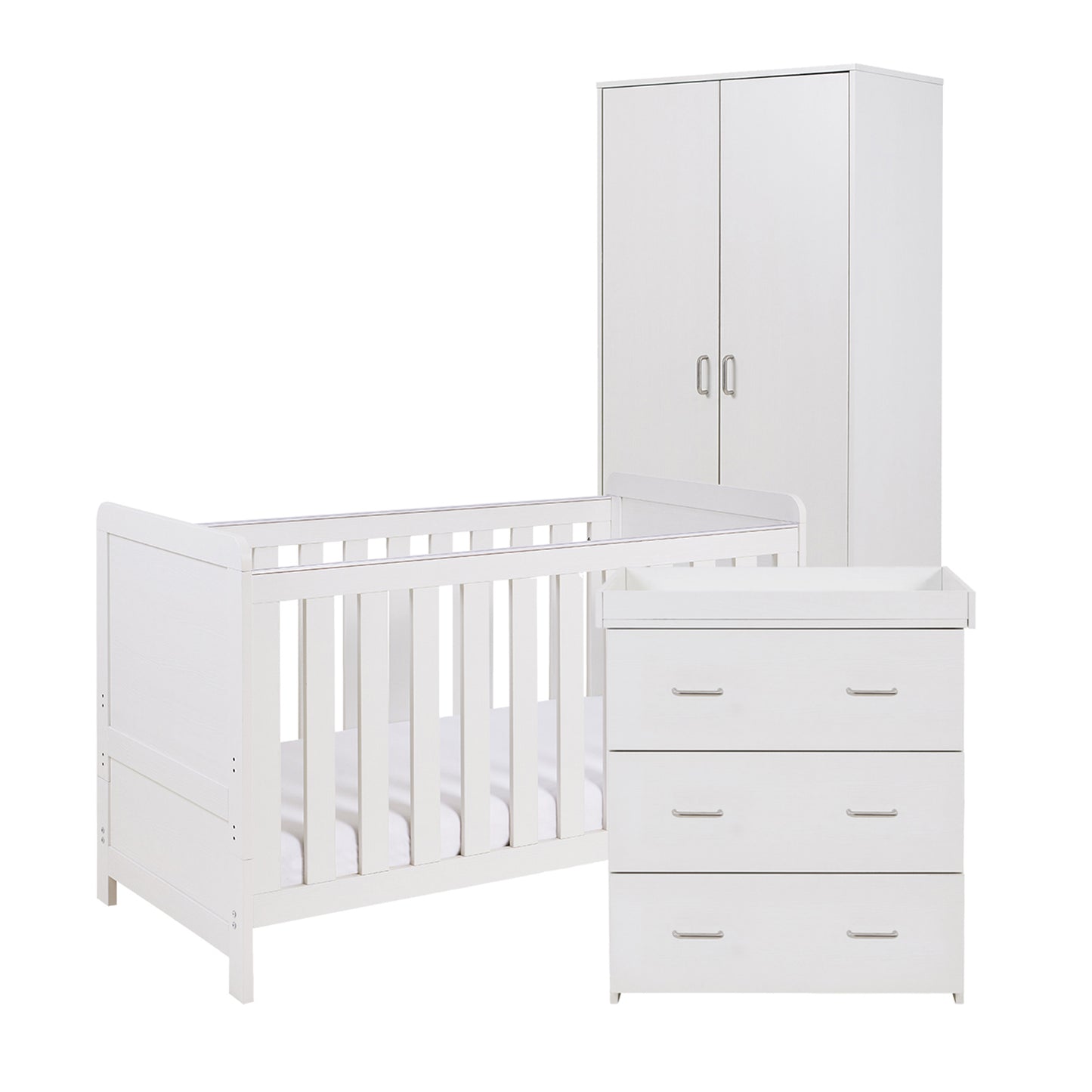 Babymore Caro 3 Piece Nursery Room Set - White Wash