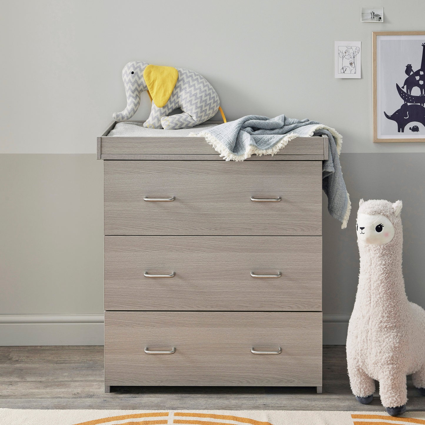 Babymore Caro Mini 3 Piece Nursery Room Set - Grey Wash