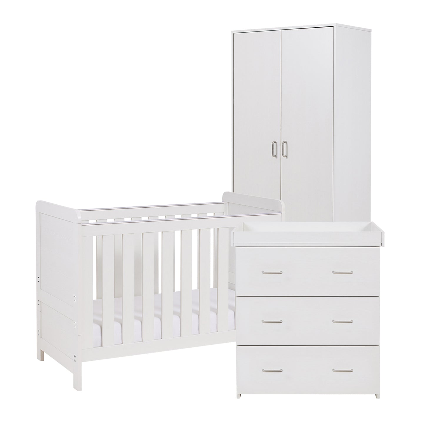 Babymore Caro Mini 3 Piece Nursery Room Set - White Wash