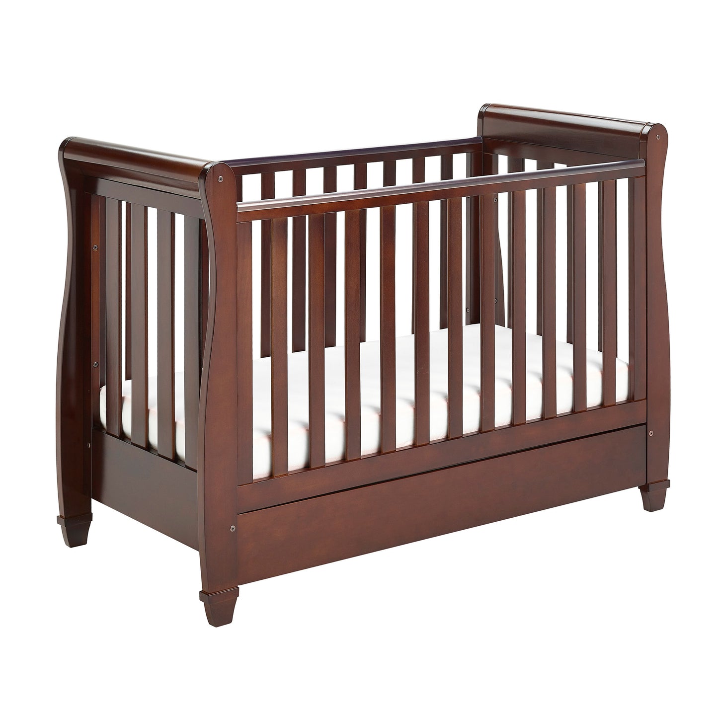 Babymore Eva Sleigh Drop Side Cot Bed - Brown