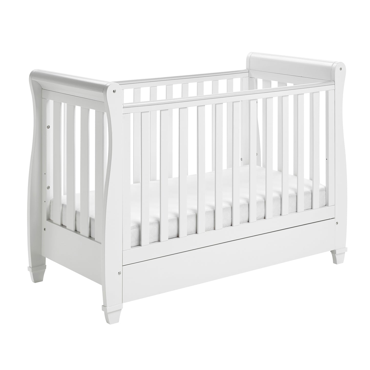 Babymore Eva Sleigh Drop Side Cot Bed - White