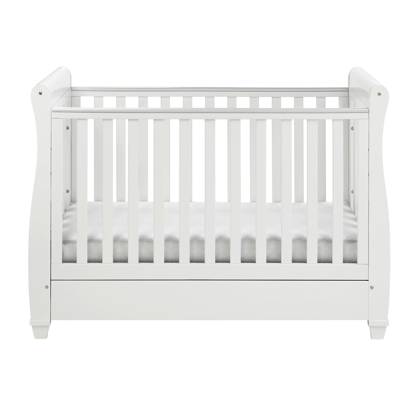 Babymore Eva Sleigh Drop Side Cot Bed - White