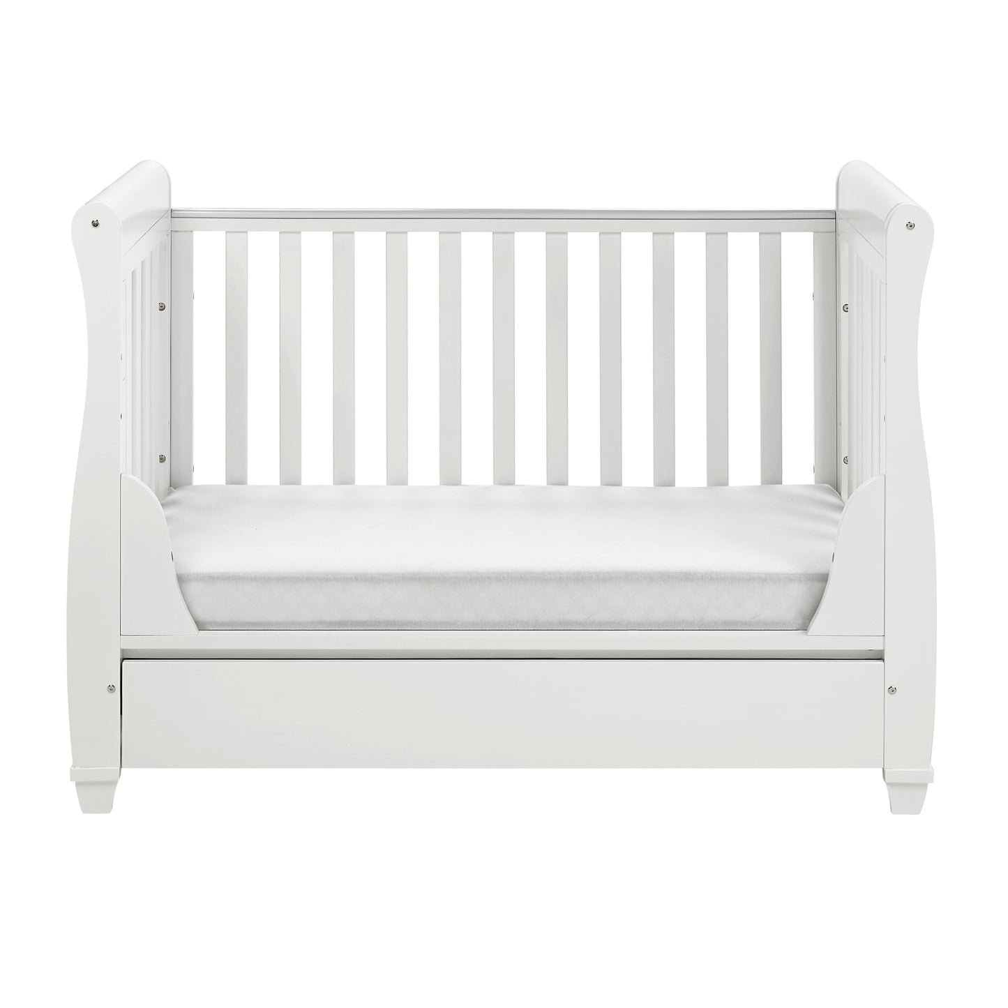 Babymore Eva Sleigh Drop Side Cot Bed - White