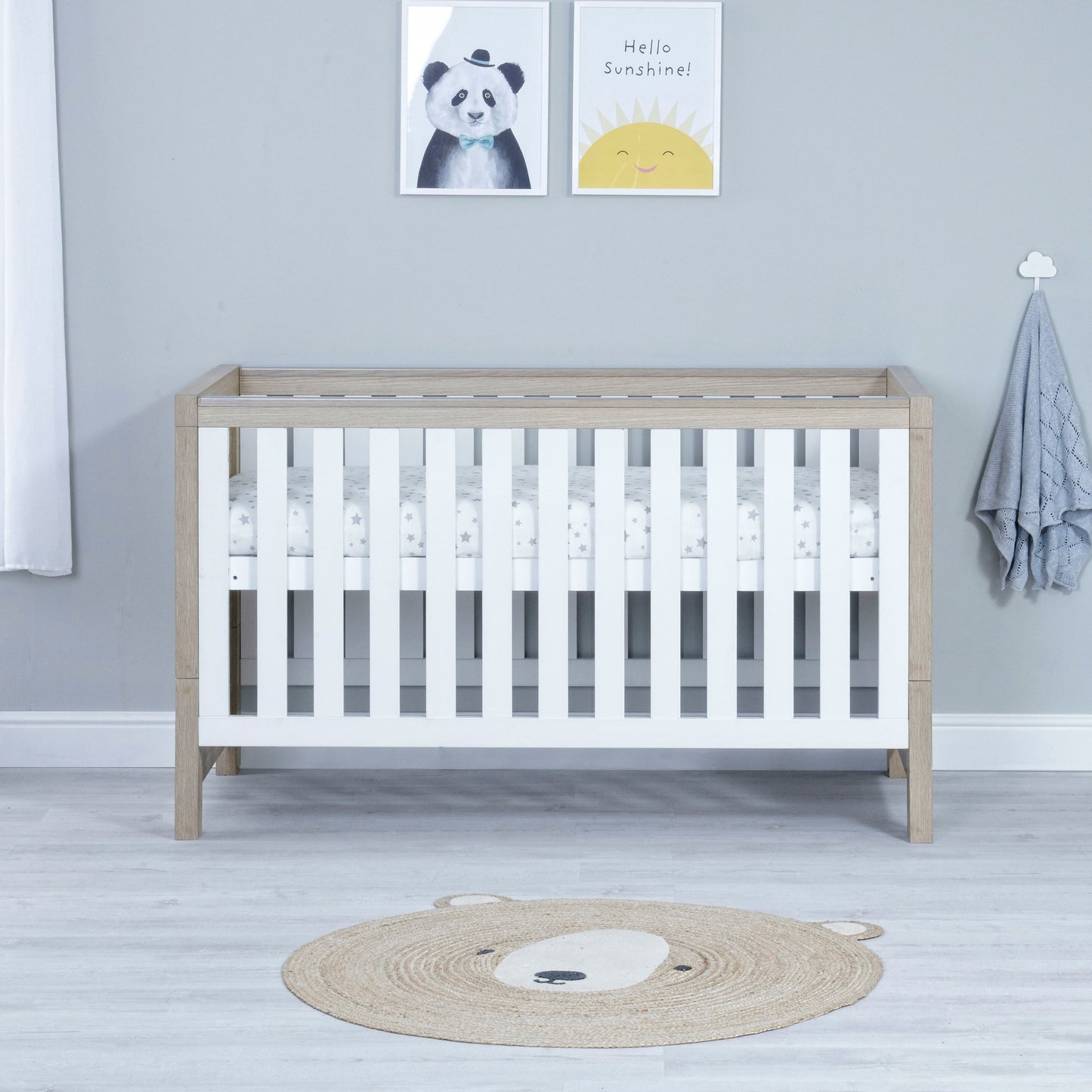 Babymore Luno 3 Piece Nursery Room Set - Oak White