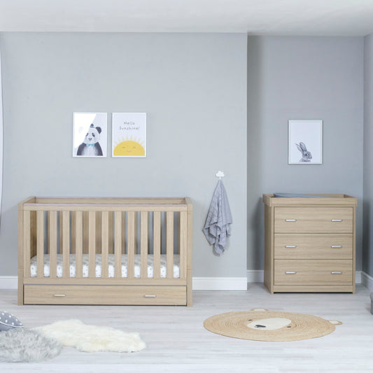 Babymore Luno 2 Piece Nursery Room Set - Oak