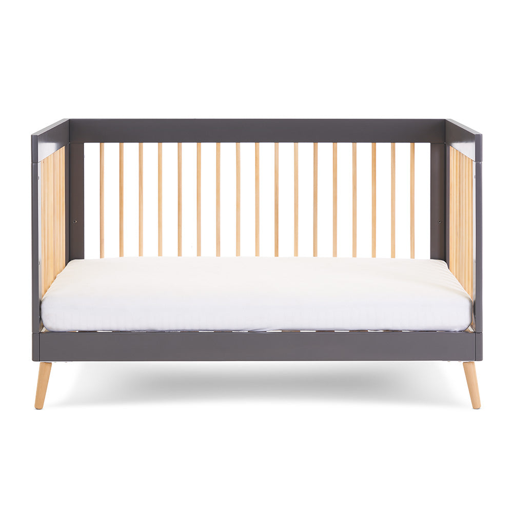 Obaby Maya Scandi Cot Bed - Slate with Natural