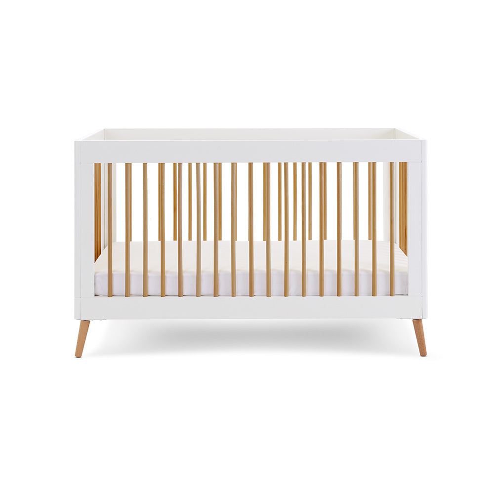 Obaby Maya Scandi Cot Bed - White with Natural