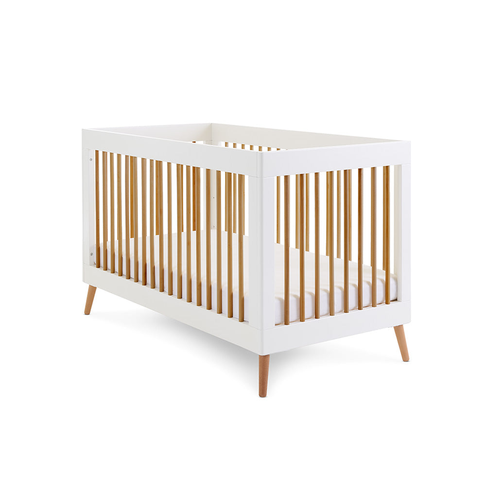 Obaby Maya Scandi Cot Bed - White with Natural