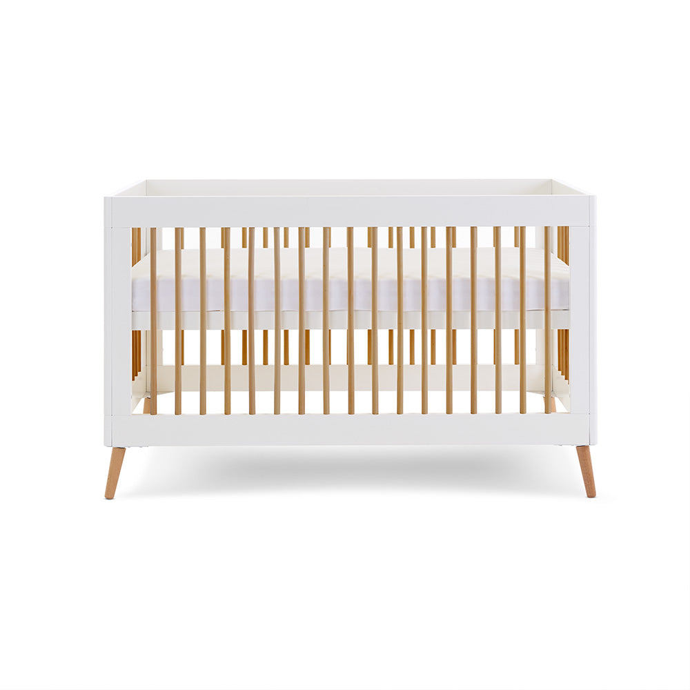 Obaby Maya Scandi Cot Bed - White with Natural