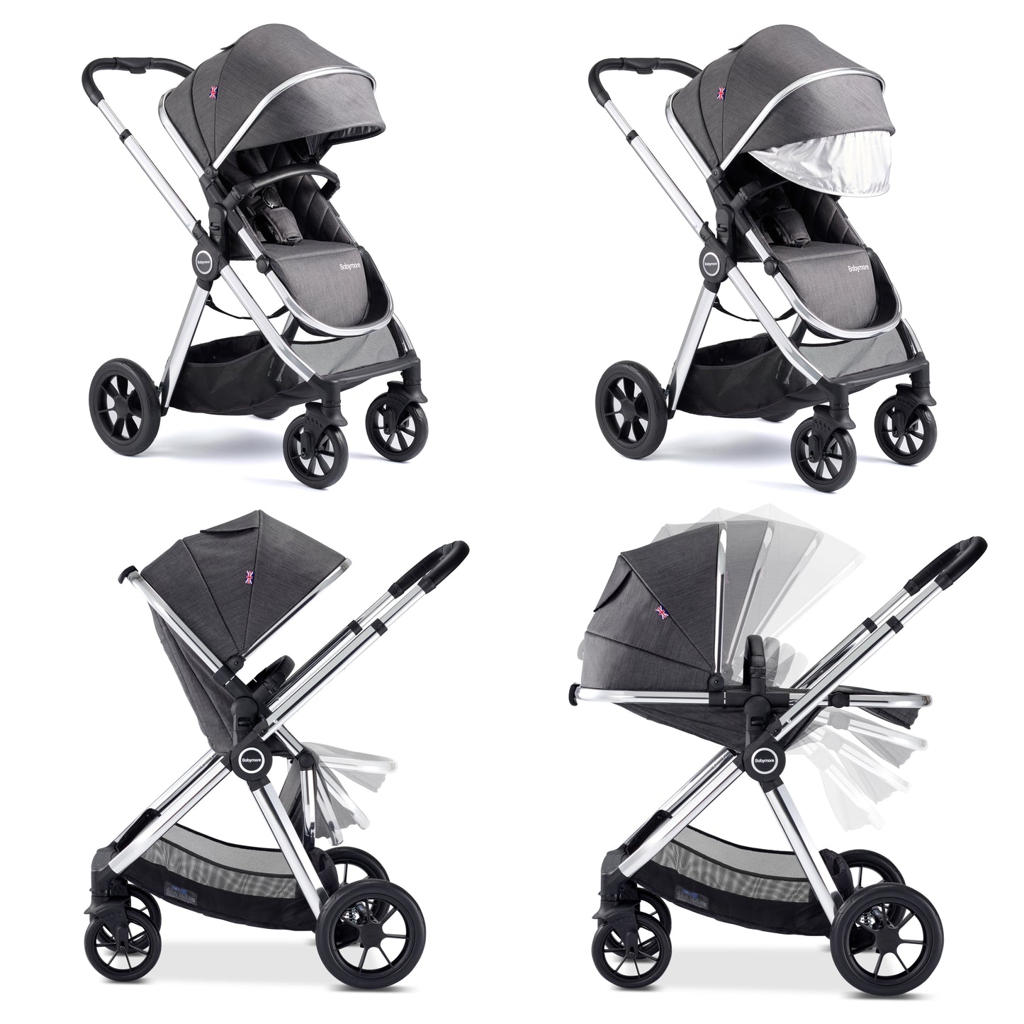 Babymore Memore V2 Travel System 13 Piece - Chrome