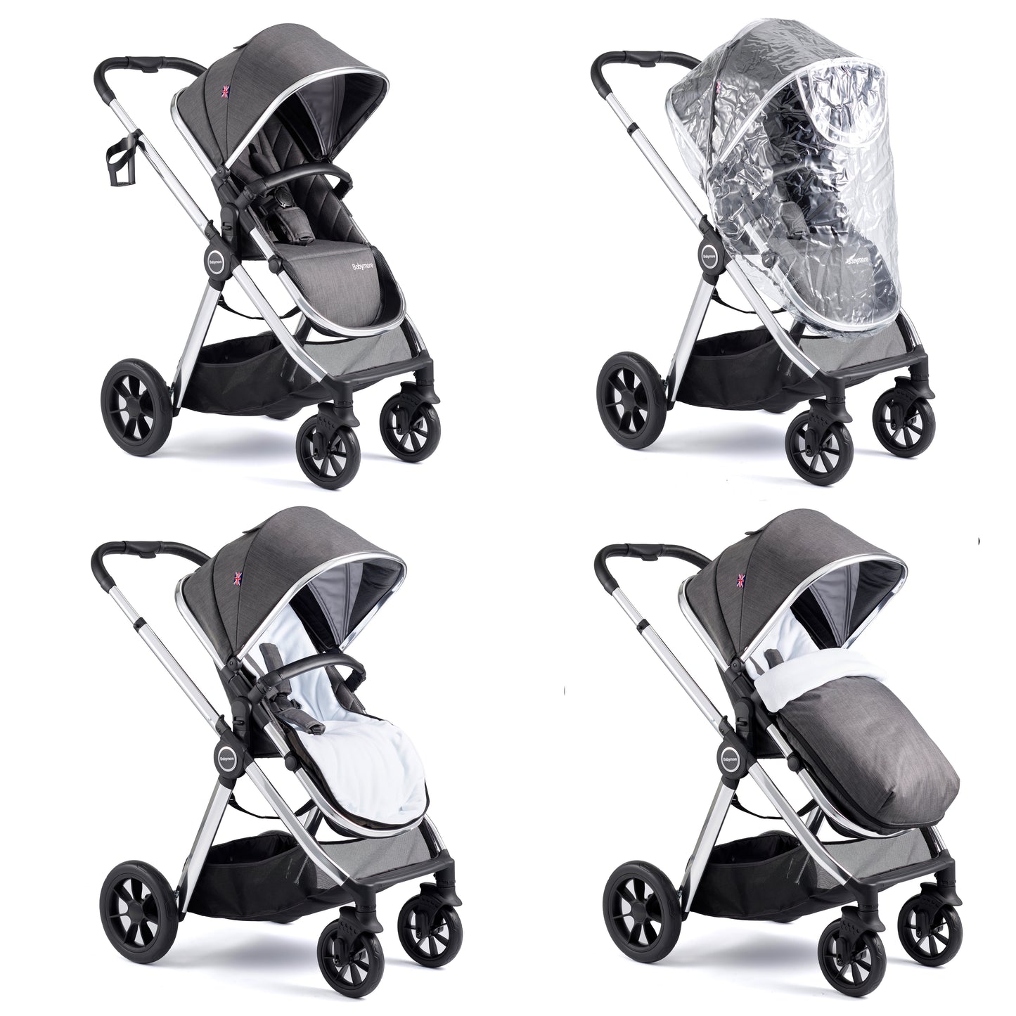 Babymore Memore V2 Travel System 13 Piece - Chrome