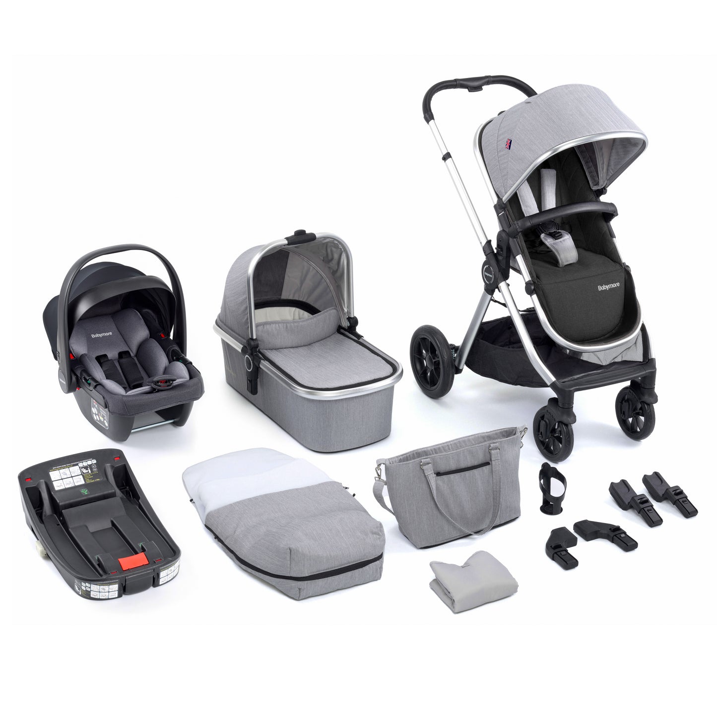 Babymore Memore V2 Travel System 13 Piece - Silver