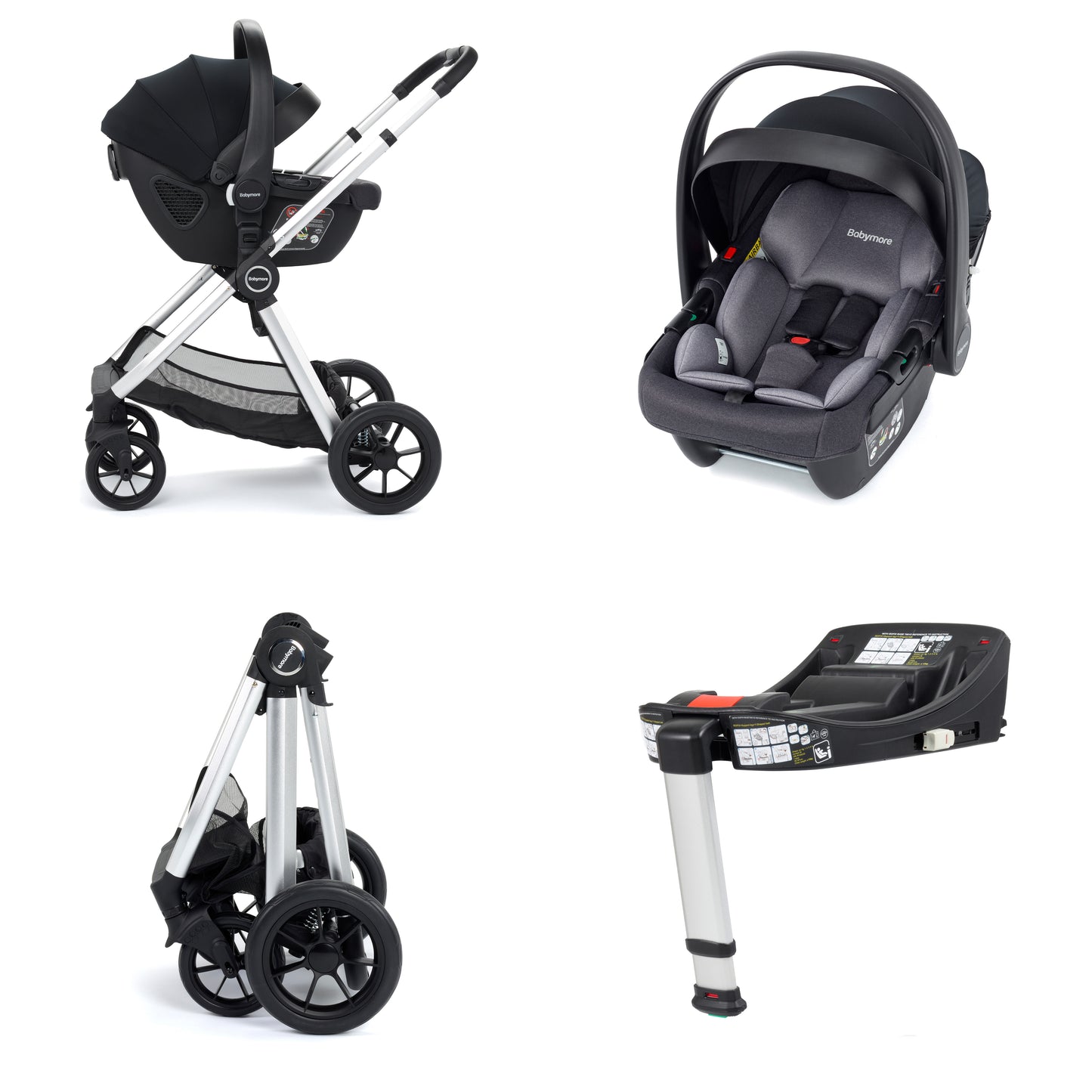 Babymore Memore V2 Travel System 13 Piece - Silver