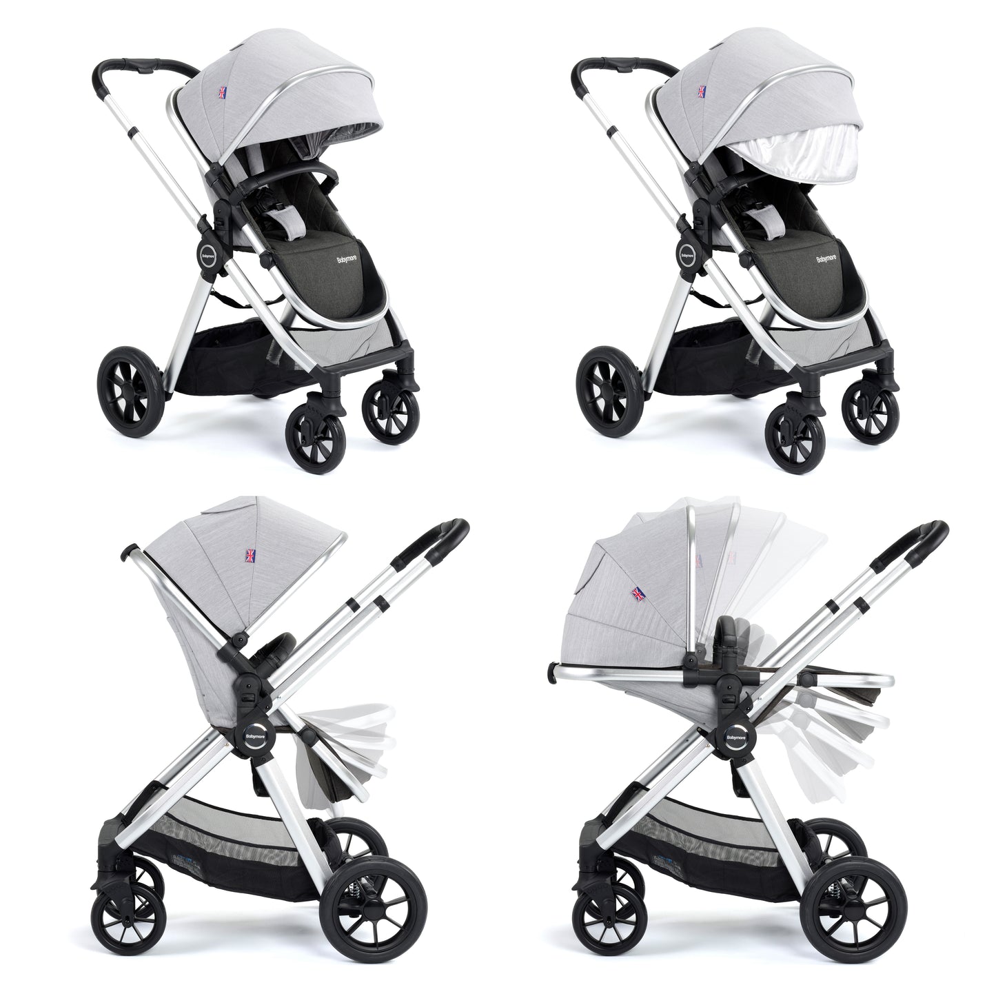 Babymore Memore V2 Travel System 13 Piece - Silver