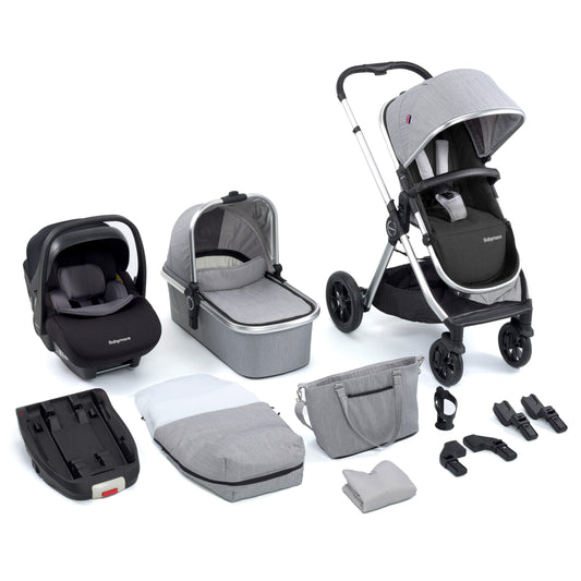 Babymore Memore V2 Travel System 13 Piece Pecan i-Size - Silver