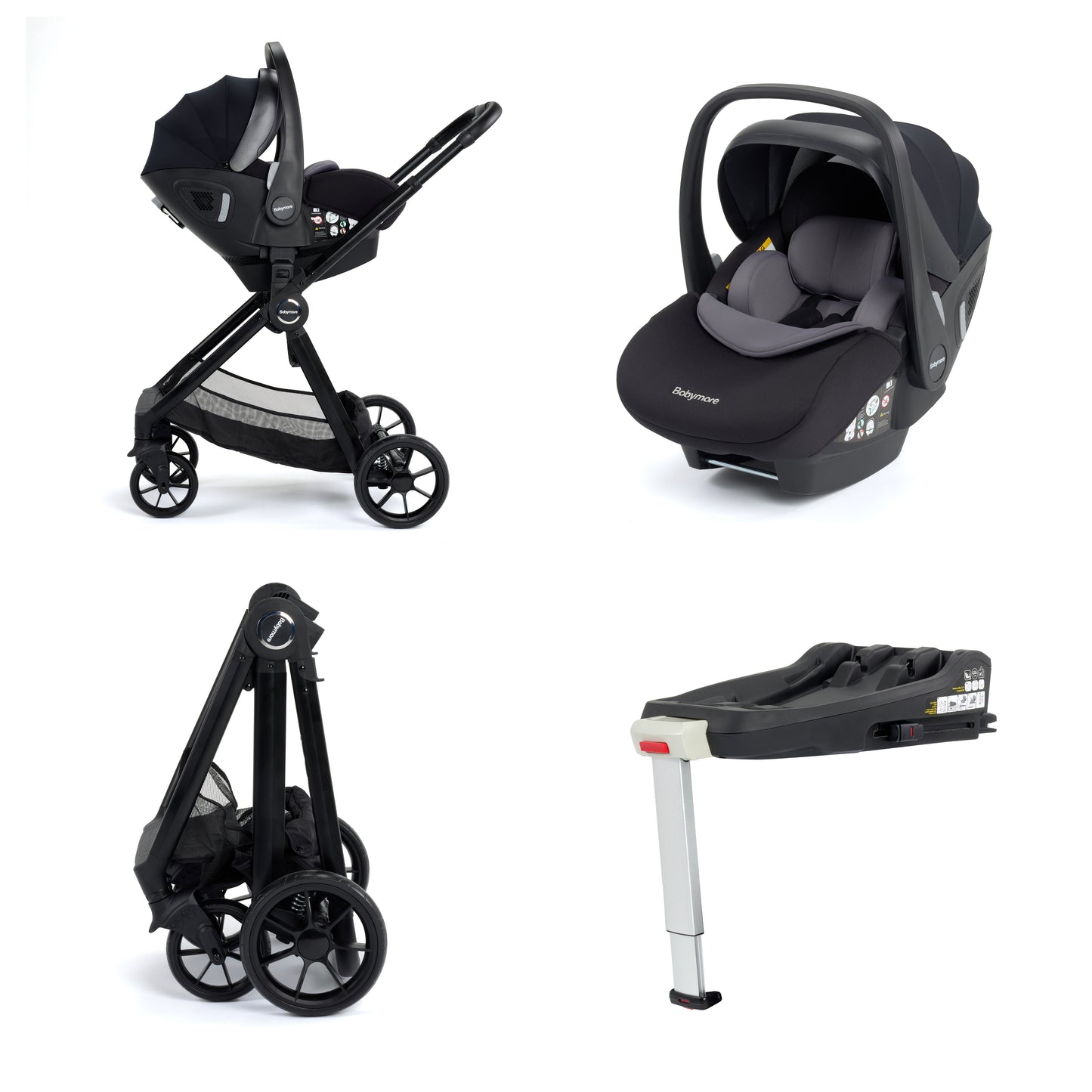 Babymore Mimi Travel System Pecan i-Size Car Seat with Isofix Base - Black