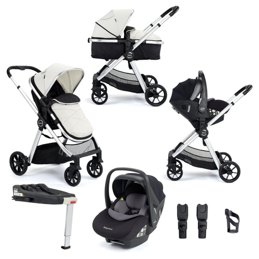 Babymore Mimi Travel System Pecan i-Size Car Seat with Isofix Base - Silver