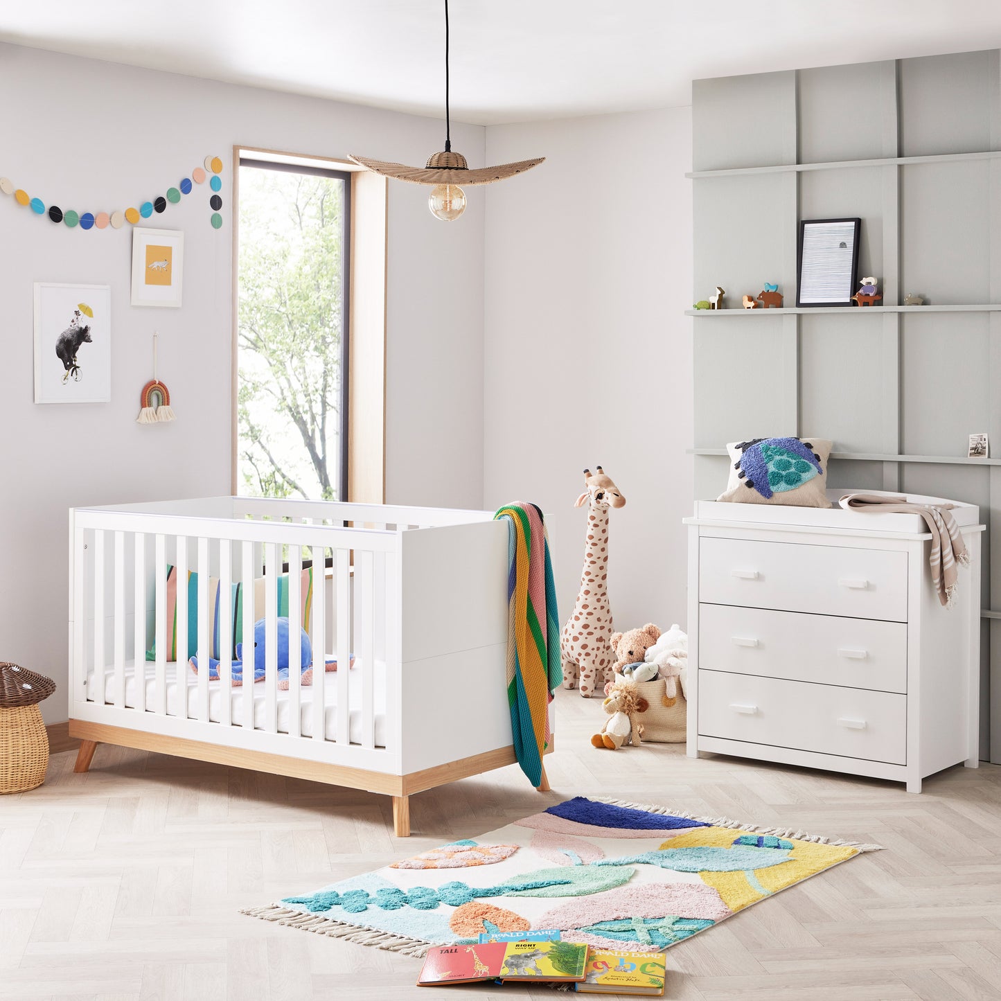 Babymore Mona 2 Piece Nursery Room Set - White