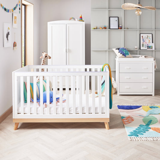 Babymore Mona 3 Piece Nursery Room Set - White