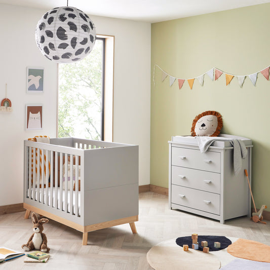 Babymore Mona Mini 2 Piece Nursery Room Set - Grey