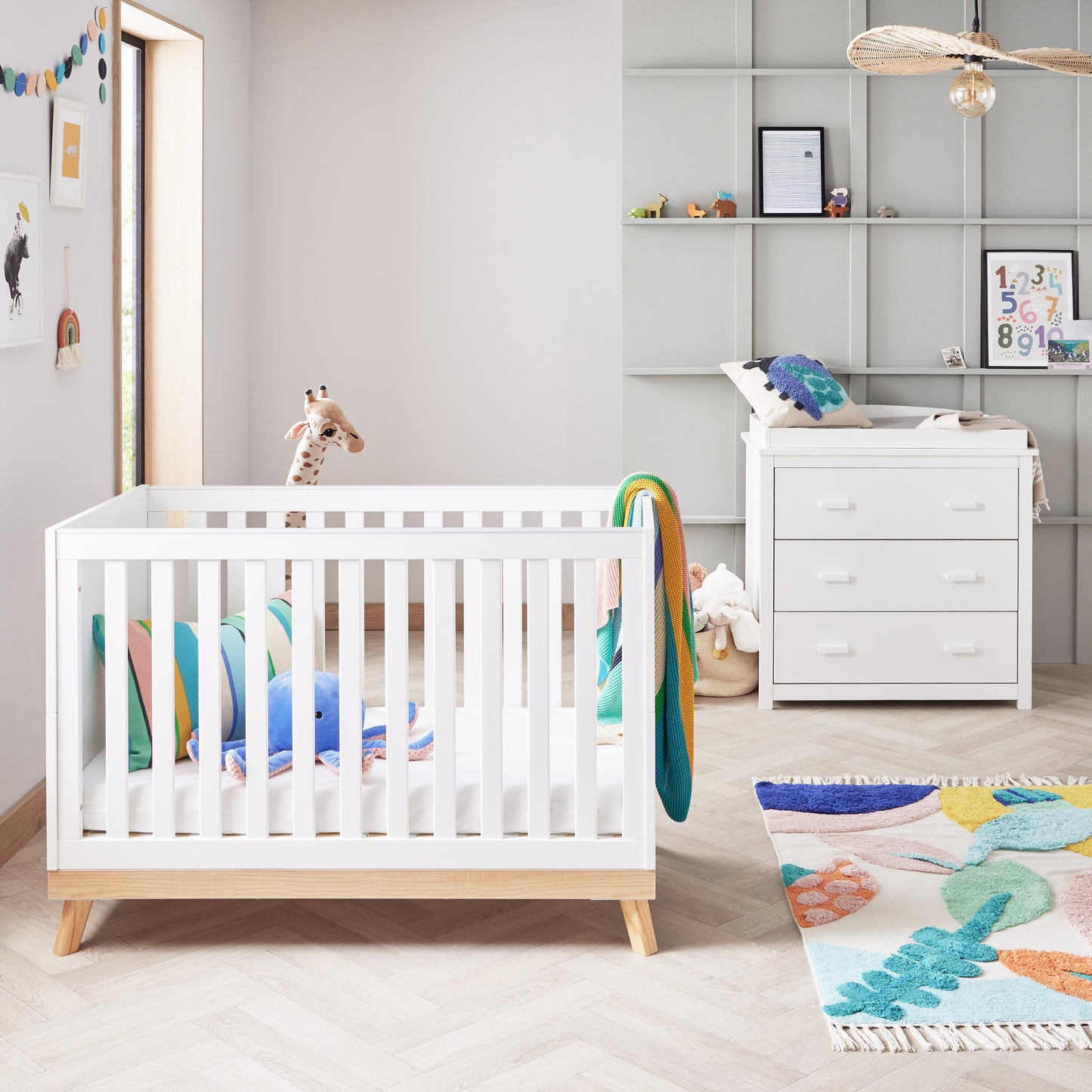 Babymore Mona Mini 2 Piece Nursery Room Set - White