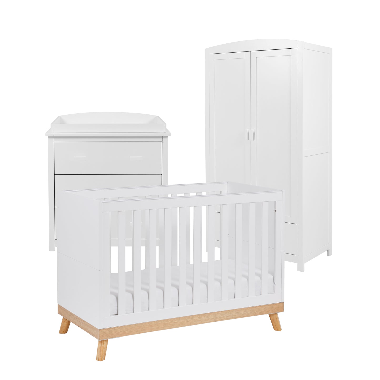 Babymore Mona Mini 3 Piece Nursery Room Set - White