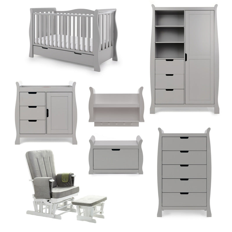 Obaby Stamford Luxe Sleigh 7 piece - Warm Grey