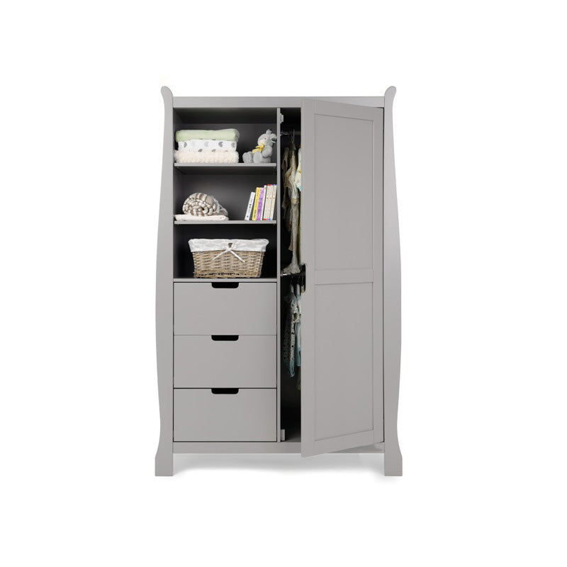 Obaby Stamford Sleigh Double Wardrobe - Warm Grey