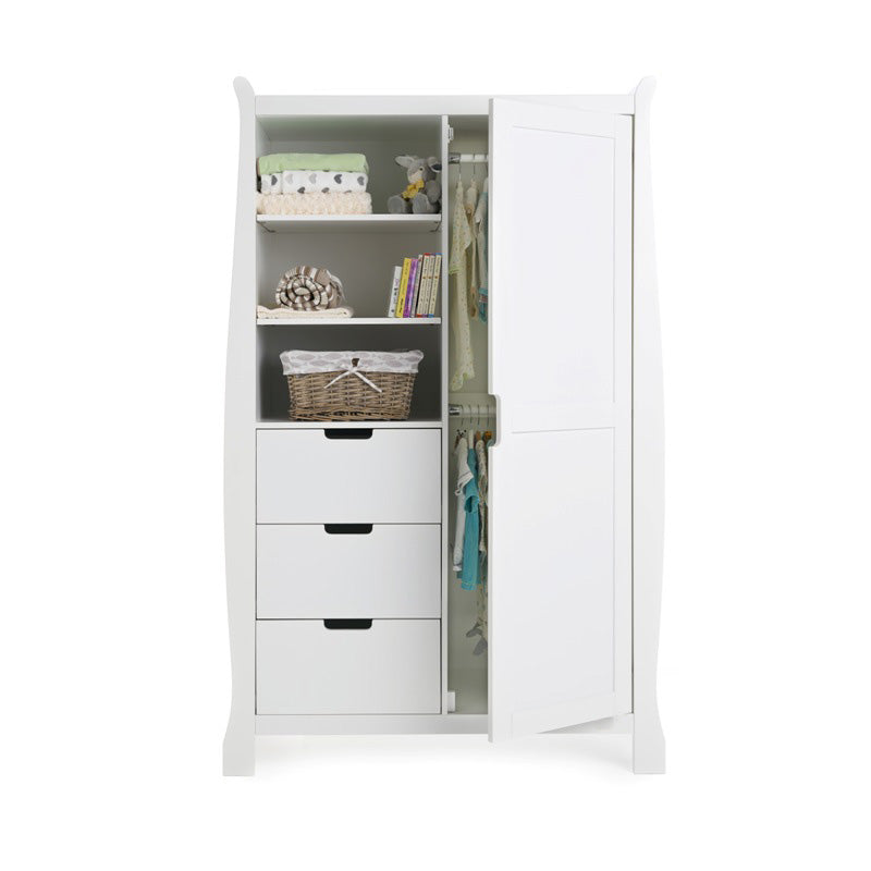 Obaby Stamford Sleigh Double Wardrobe - White