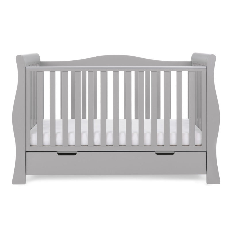 Obaby Stamford Luxe Sleigh Cot Bed - Warm Grey