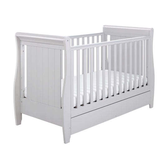 Babymore Stella Sleigh Drop Side Cot Bed- Grey