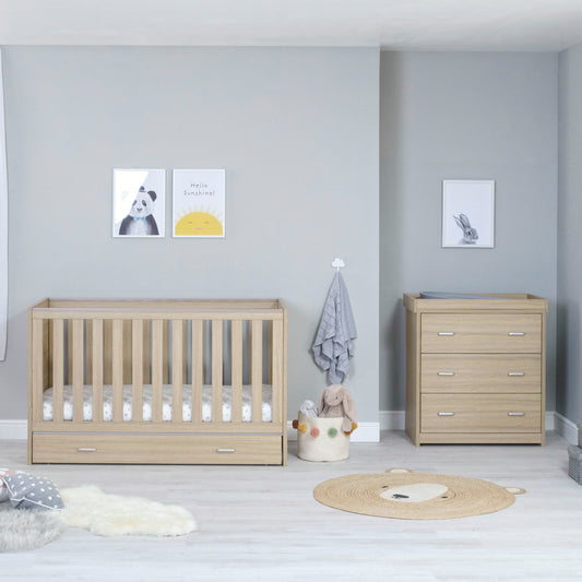 Babymore Veni 2 Piece Nursery Room Set - Oak