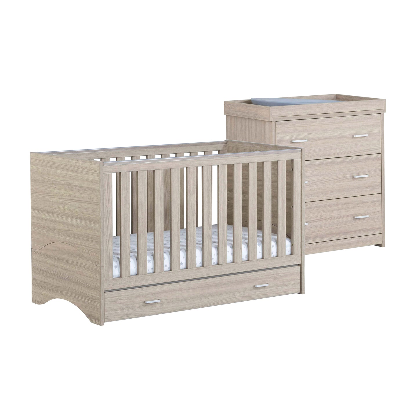 Babymore Veni 2 Piece Nursery Room Set - Oak