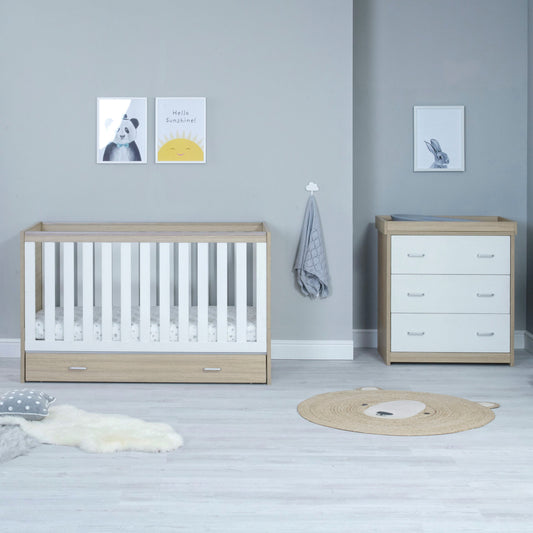 Babymore Veni 2 Piece Nursery Room Set - Oak White